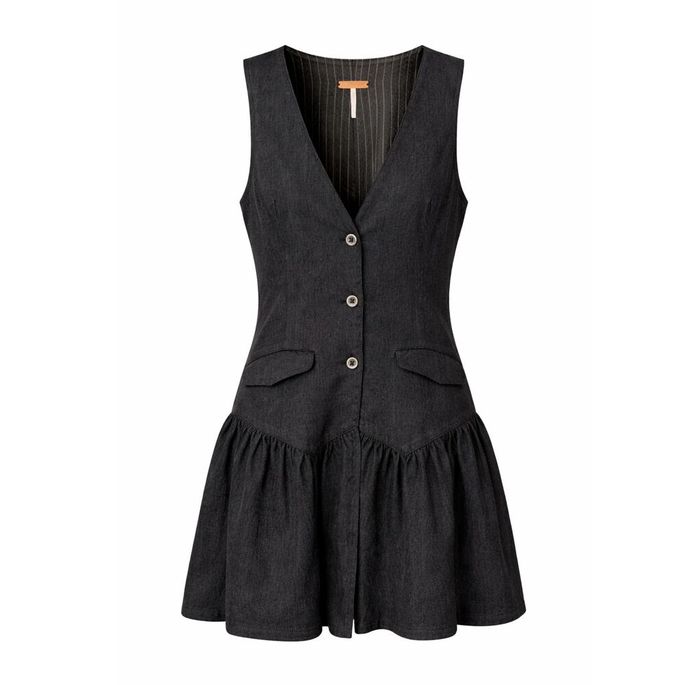 100% Wool Charcoal Free People Sleeveless Vest Mini Dress